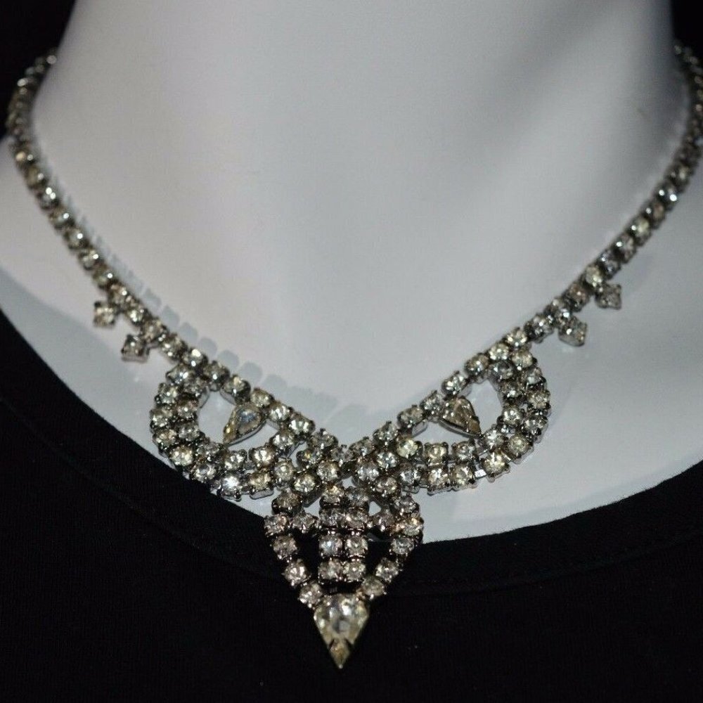 Silver Tone Clear White Rhinestone CZ Pendant
